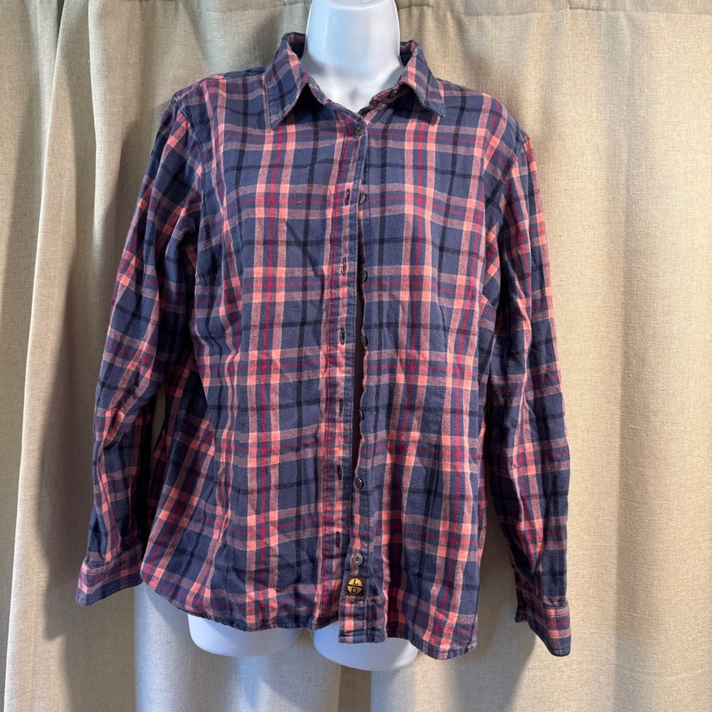 Lincoln Outfitters XL Flannel Shirt Long Sleeve Plaid Button Up‎ Blue Pink